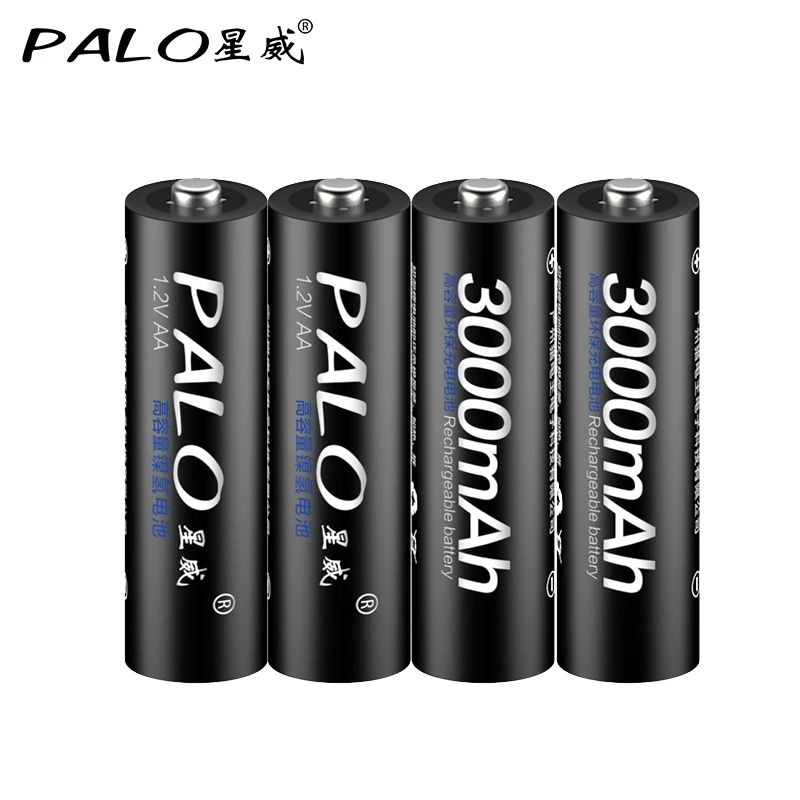 

PALO 4PCS real Capacitya AA 2500mAh 1.2V 3000MAH NI-MH Pre-charged Rechargeable AA 1300MAH battery 3A 1100MAH AAA Baterias