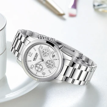 

MEGIR New Fashion Chronograph Plated Classic Quartz Ladies Watch Women Crystals Wristwatches Relogio Feminino