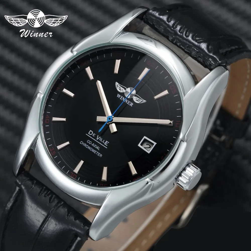 

WINNER Official Brand Luxury Classic Dress Watch Men Automatic Mechanical Watches for Men Calendar Fashion Clock Leather Strap