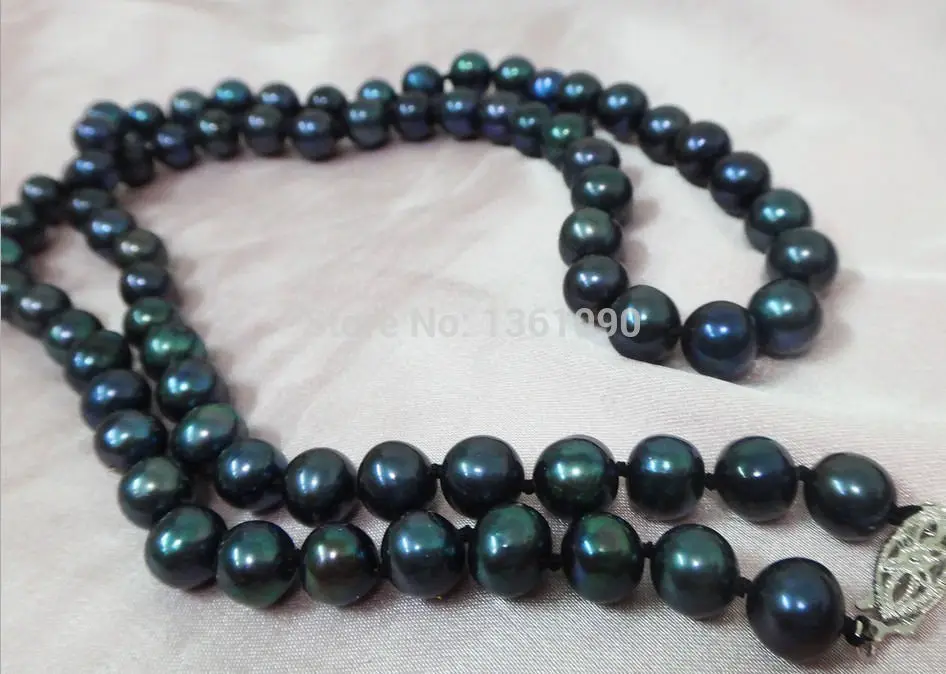 

000625 34"10-11MM GENUINE TAHITIAN NATURAL BLACK PERFECT ROUND PEARL NECKLACE 14KGP