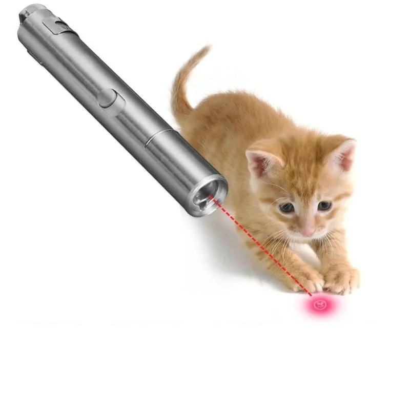 USB Перезаряжаемый кошачий лазерный охотник, игрушки 2 в 1, многофункциональные забавные игрушки для кошек, интерактивный светодиодный светильник, Обучающие инструменты, устройство, хит