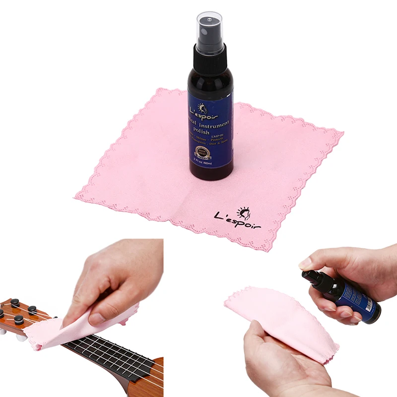 

Electric Guitar Bass Stringed Instrument String Cleaner Polish Treated Cleaning Spray Cloth Set Guitar Accessories 60ML