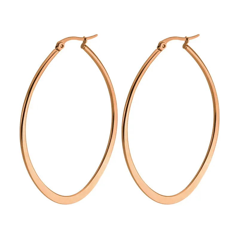 CHUKUI Stainless Steel Jewelry Women Large Gold Oval Hoop Earrings Steel Hoop Earings Punk Accessories (6)