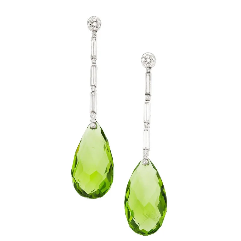 

Elegant Green Zircon Silver Dangle Earrings for Women Jewelry Wedding Statement Drop Earings Bijoux Engagement Crystal Brincos
