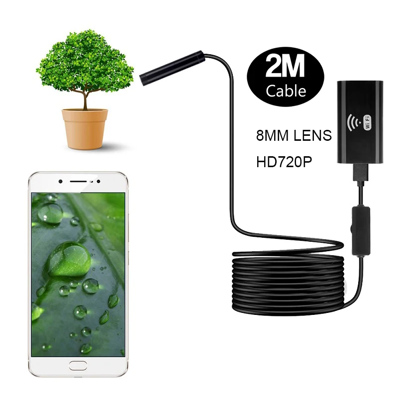 F99 2 м мягкая Проводная wifi камера 720p водонепроницаемый эндоскоп для осмотра usb