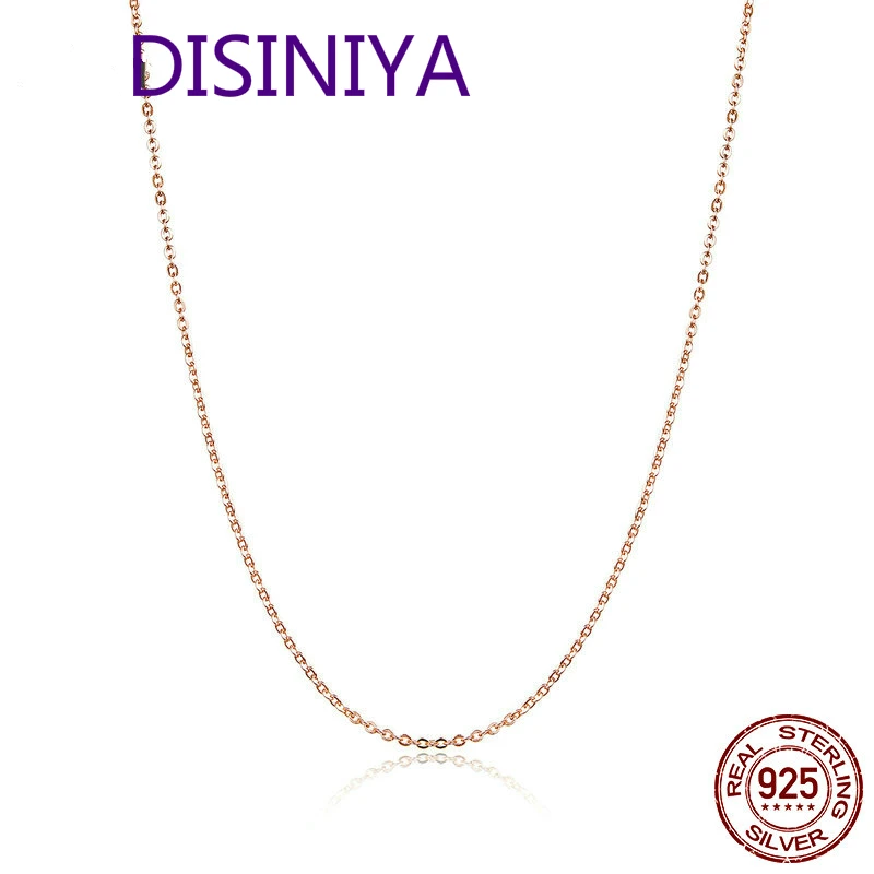 

925 Sterling Silver Basic Rose Gold Color Color Necklace for Women Necklaces Only Fit Pendant Female Fine Jewelry SCA014