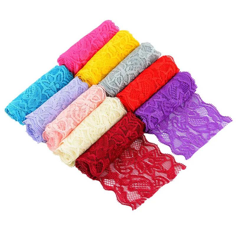 

8cm Soft Elastic Lace Ribbon Tape DIY Apparel Sewing&Fabric Handmade Material White Lace Trimming Garment Accessories (1 Meter)