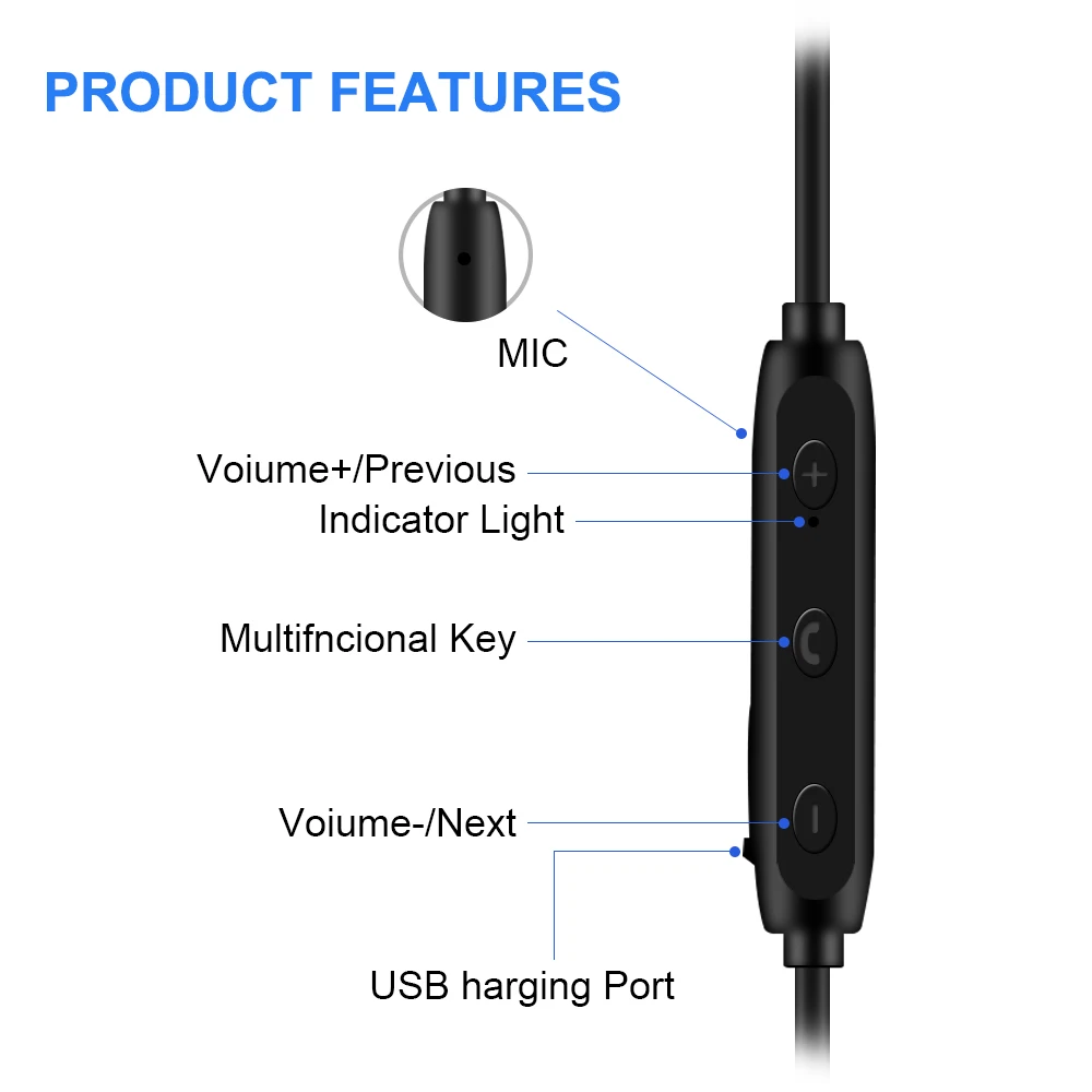 Bluetooth наушники, водонепроницаемые наушники с микрофоном для Iphone, стерео Спортивные Беспроводные наушники-вкладыши