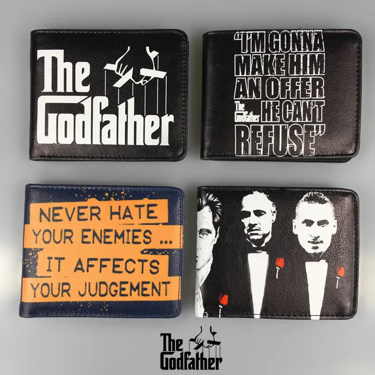 

Classic Movie The Godfather Le Parrain Anime Short Wallets with Card and Photo Holder Bifold Unisex Purse for Men and Women