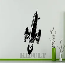 Household Items Home Decor Wall Sticker Creative Rocket Ship Shuttle Space Pattern Vinyl Wall Decal Sticker Free Shipping