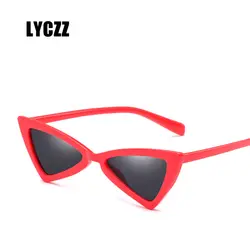 LYCZZ для женщин пикантные треугольные солнечные очки брендовая дизайнерская обувь Дамы Винтаж Кошачий глаз защита от солнца очки красные