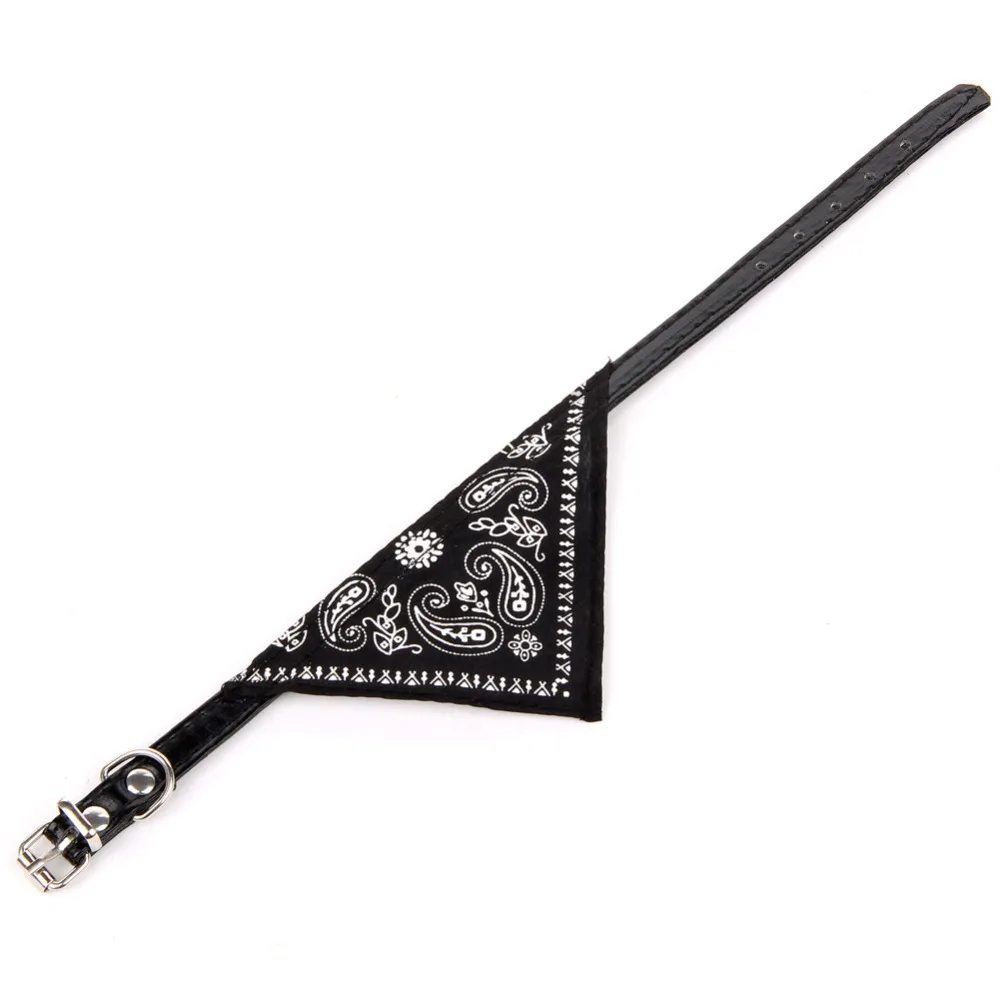 Black Pet Ошейник печатных мода для домашних животных шарф собак Кот Воротник Кожа Личность Pet Воротник - Цвет: Black