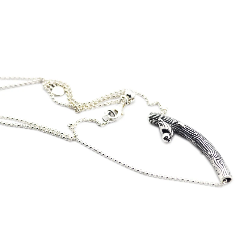 

Authentic 925 Sterling Silver Spring Bird Curved Bar Necklace DIY Fine Jewelry for Women SN059