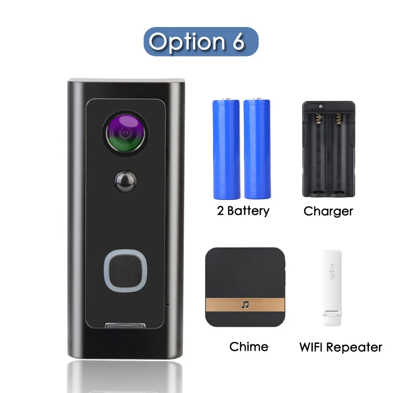 FCCWO V1 Full HD 1080P Wifi видео дверной звонок Водонепроницаемая беспроводная домашняя Secity камера Двусторонняя аудио связь ночное видение PIR умный фон - Цвет: Option 6