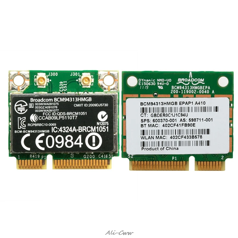 2018 Половина мини PCI E 802.11n Bluetooth Wifi карта BCM94313HMGB 600370 001 для DELL HP|Сетевые карты| |
