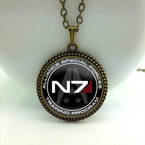 Новинка года с принтом «Mass Effect» Цепочки и ожерелья подвески N7 стеклянный купол для ювелирных украшений подвеска круглой формы фото Цепочки и ожерелья s серебро геометрической формы звено цепи HZ1 - Окраска металла: 2