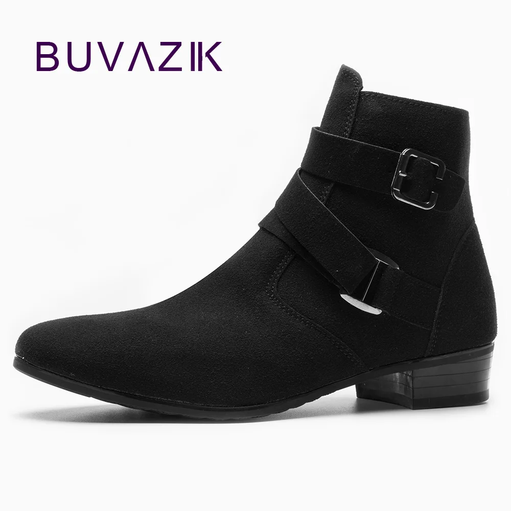 BUVAZIKAnkleBootsMenWewAutumnPointedToeMensBootsLeatherBreathableHighTopShoes