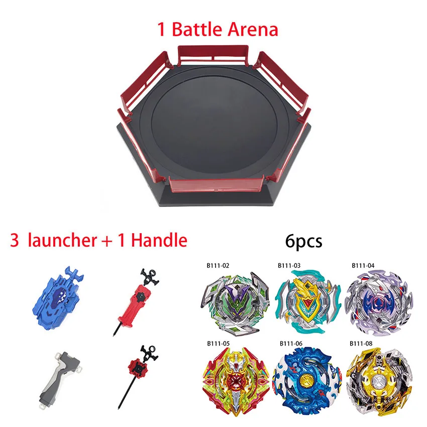 Spin Tops Beyblade Arena Stadium Toupie Spinning Top Metal 4D Fusion Toys For Children With Launcher Handle#E - Цвет: 6pcs launcher arena