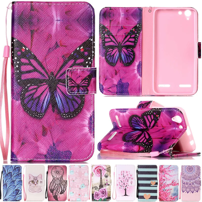 

Luxury Cute Cartoon Butterfly Cat Leather Flip Fundas Case For Coque Lenovo K3 Note A7000 A 7000 / Vibe K5 A6020 A 6020 Cover