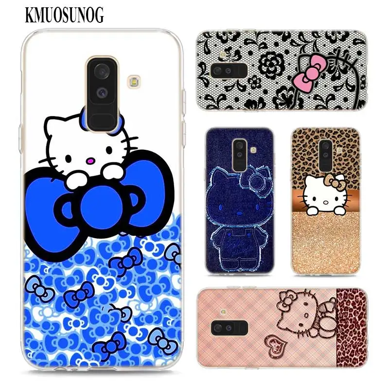 

Transparent Soft Silicone Phone Case Pink Hello kitty cat for Samsung Galaxy A9 A8 Star A7 A6 A5 A3 Plus 2018 2017 2016