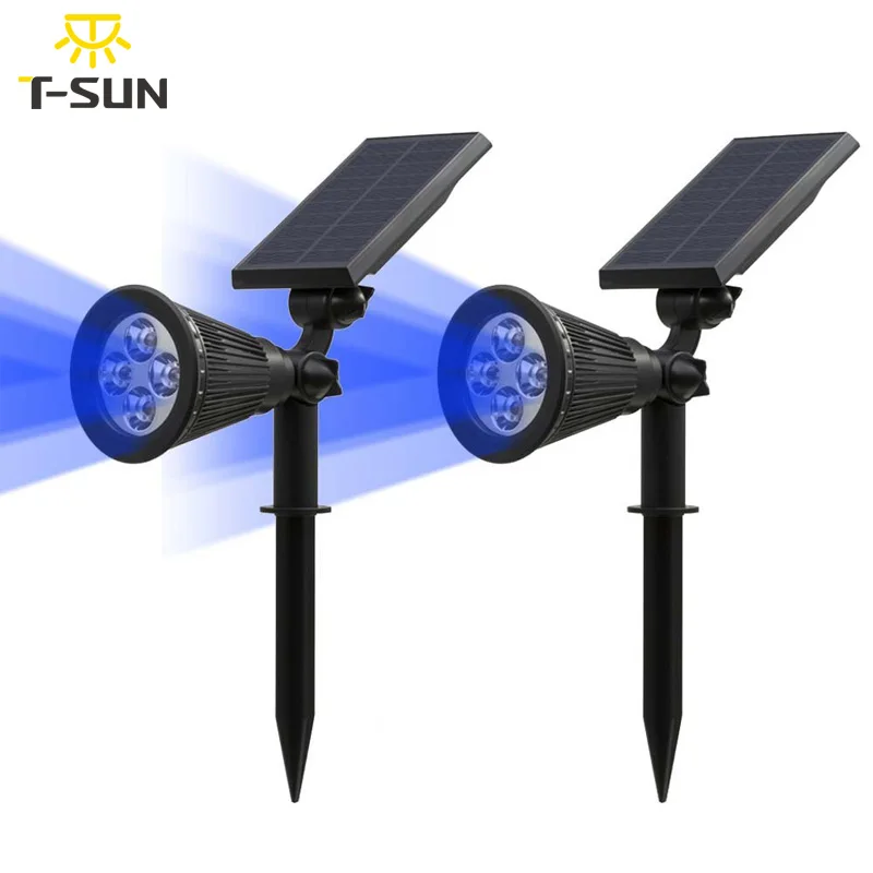 T SUNRISE 2 pack Solar Powered Garden Spotlight Super Bright 250 Lumens