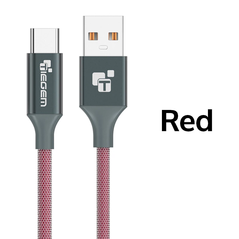 TIEGEM 3,1 usb type-C нейлоновый кабель для быстрой зарядки usb type-C USB-C кабель для синхронизации данных и зарядки для OnePlus 2 ZUK Z2 NEXUS 5X6 P Xiaomi - Цвет: Red