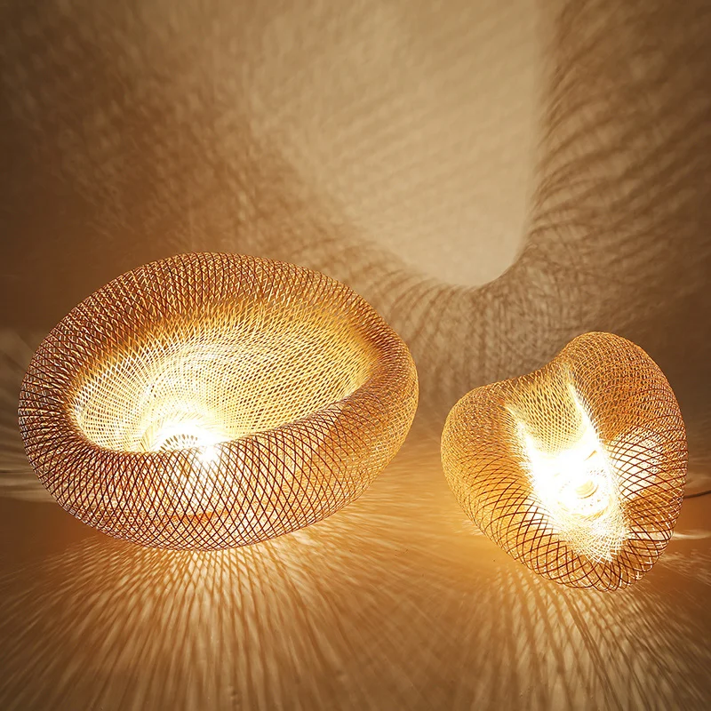 Handgemachte Bambus Lampe Wicker Rattan Welle Schatten Anhänger Licht Vintage Japanischen Lampe Suspension Home Indoor Esstisch Zimmer