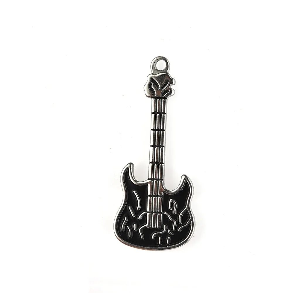 

Fashion Stainless Steel Guitar Shape Charm for DIY Keychains Pendants Hiphop Jewelry Making Metal Key Ring Handmade Accessories