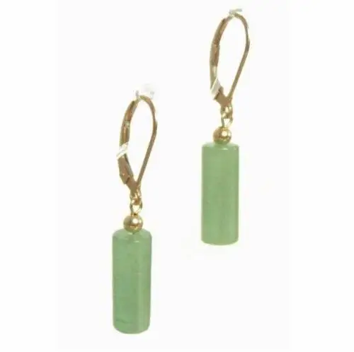 

wb001 NATURAL GREEN JADE 14K GP LEVER BACK EARRINGS