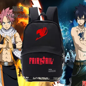 

lovely school backpack NB006 Fairy tail printing lovely school backpacks black anime fans backpacks NB006