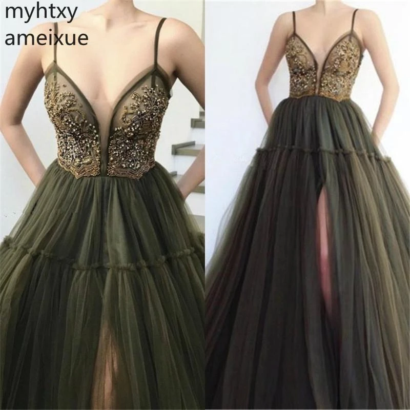olive evening gown