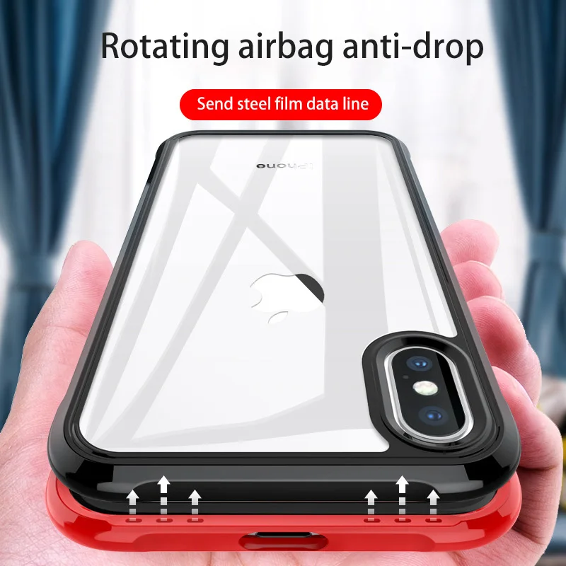 Прозрачный противоударный чехол для телефона iPhone X XR XS Max 7 Plus 8 жесткий