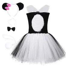 Черно-белое животное панда мультфильм о розовой свинье девушка пачка платье День рождения Косплей Карнавальный костюм на Хэллоуин Одежда для перфоманса набор