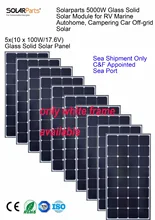 Sea Shipment Only, Solarparts 50x 100W monocrystalline solar module efficiency solar panel cell system 12V DIY kit RV off-grid .