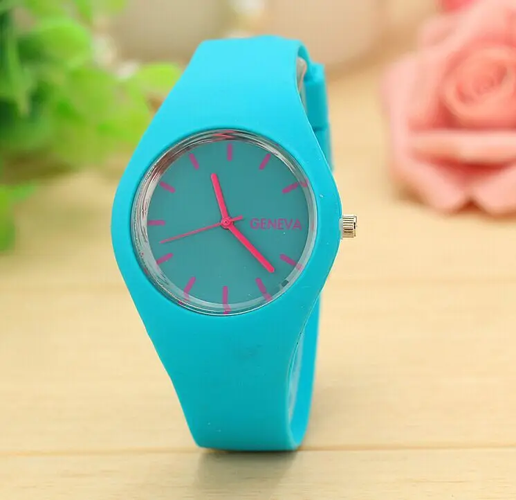 Брендовые Часы женские модные спортивные кварцевые часы синий белый черный красный 30 м водонепроницаемый Reloj Mujer Montre Femme резиновый ремешок - Цвет: light blue