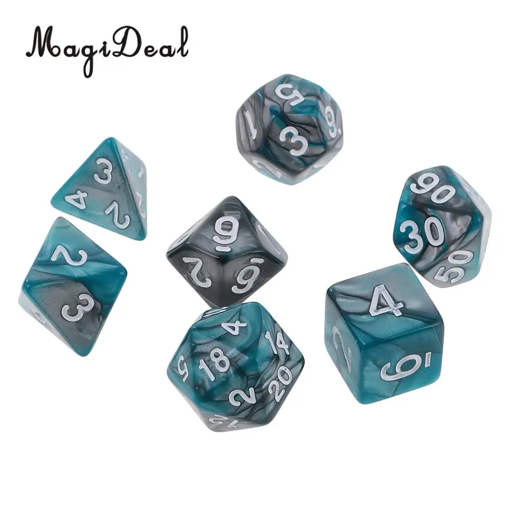 MagiDeal 7Pcs/Lot Acrylic Polyhedral Dice 16mm for Dungeons and Dragons Table Games Family Party Club Bar Funny Toys 6 Colors