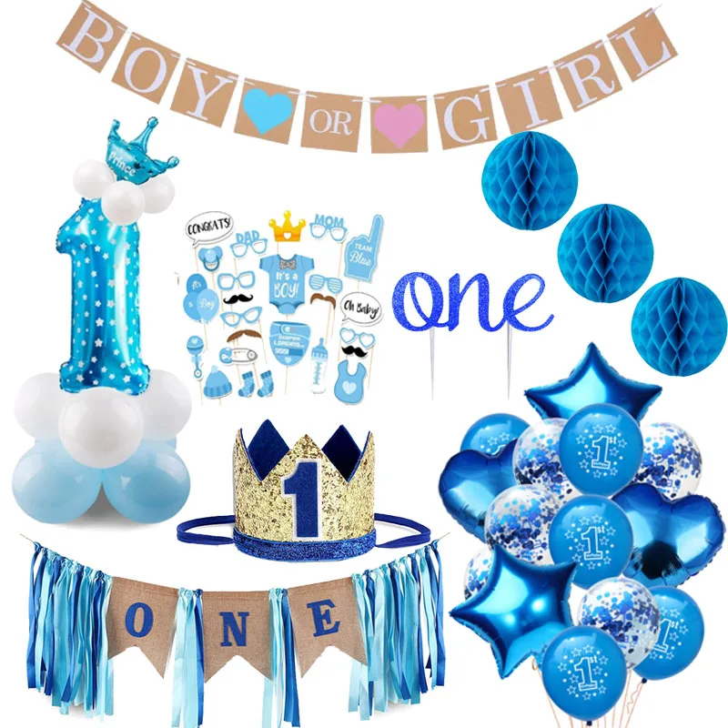 

Boy or girl first birthday happy party girl birthday party decoration baby shower balloon foil boy child supplies decoration