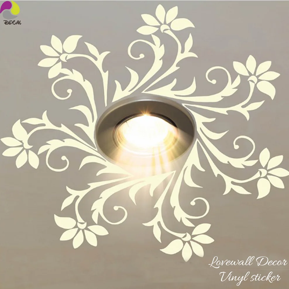 Ceiling Chandelier Wall Sticker Kids Room Flower Chandelier Lantern Light Lamp Decal Bedroom Living Room Vinyl Home Decor Art