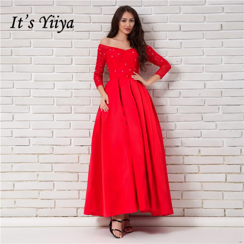 off shoulder long party frocks
