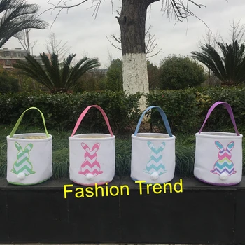 

10pcs/lot wholesale new arrival hot selling chevron easter bucket monogram personalize canvas easter basket childlren's easter
