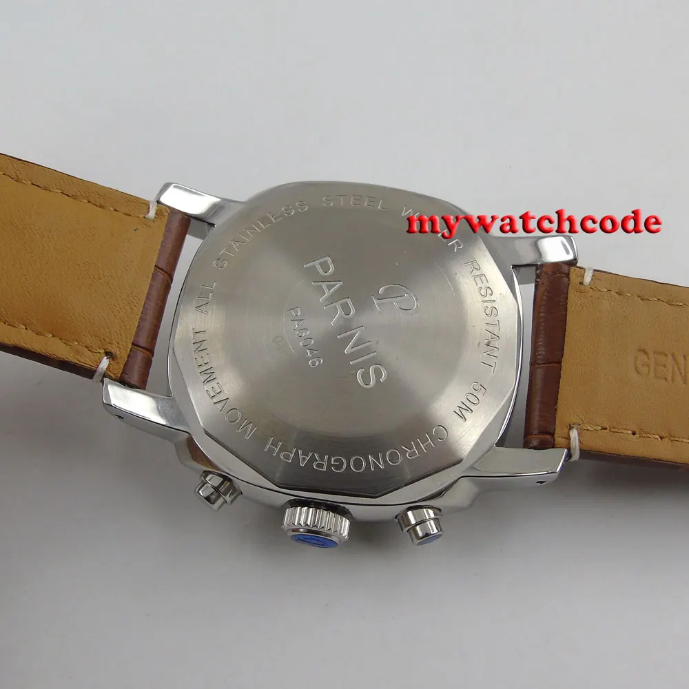 Великолепные кварцевые мужские наручные часы Parnis с белым циферблатом 44 мм 613|watch
