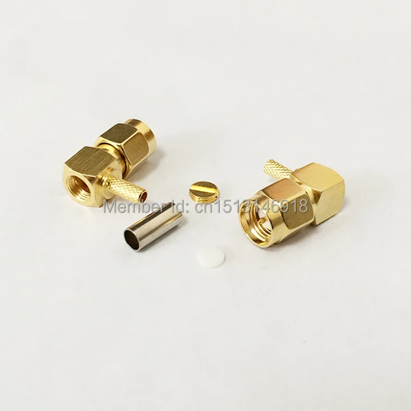 

1pc SMA Male Plug Right Angle RF Coax Connector Crimp RG316 RG174 LMR100 cable Goldplated NEW wholesale