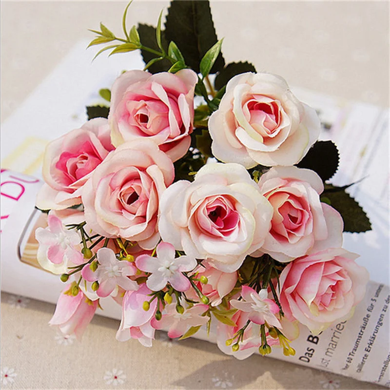 Имитация искусственного цветка розы DIY домашнее свадебное украшение подарок ко Дню Святого Валентина 15 голов 1 упаковка высокого качества