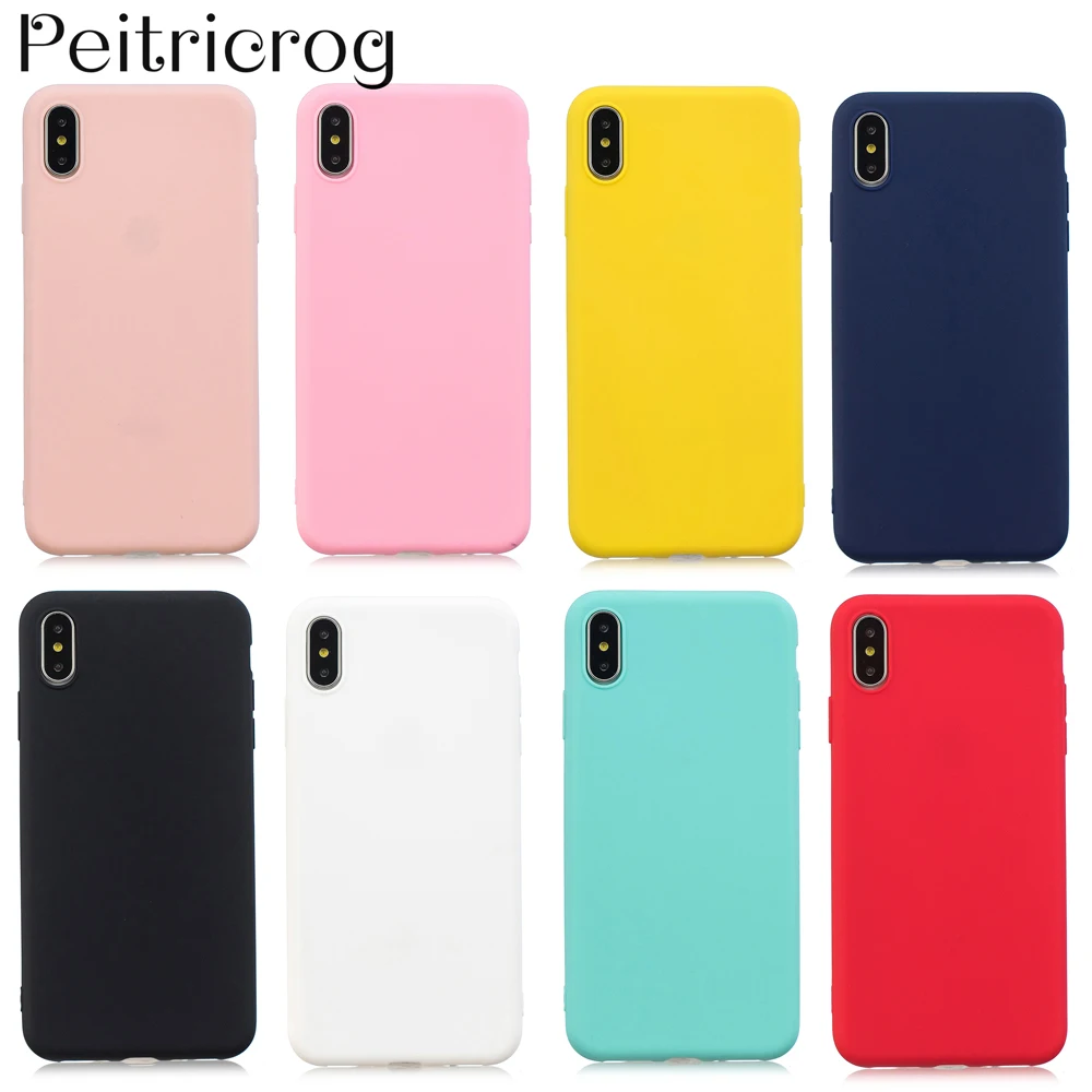 Simple Candy Color Soft Phone Case For iphone X XR XS MAX