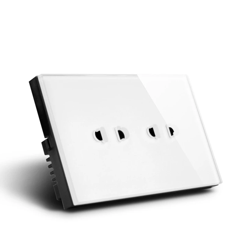 New US standard White color 4P glass electrical wall outlet and 15A 110