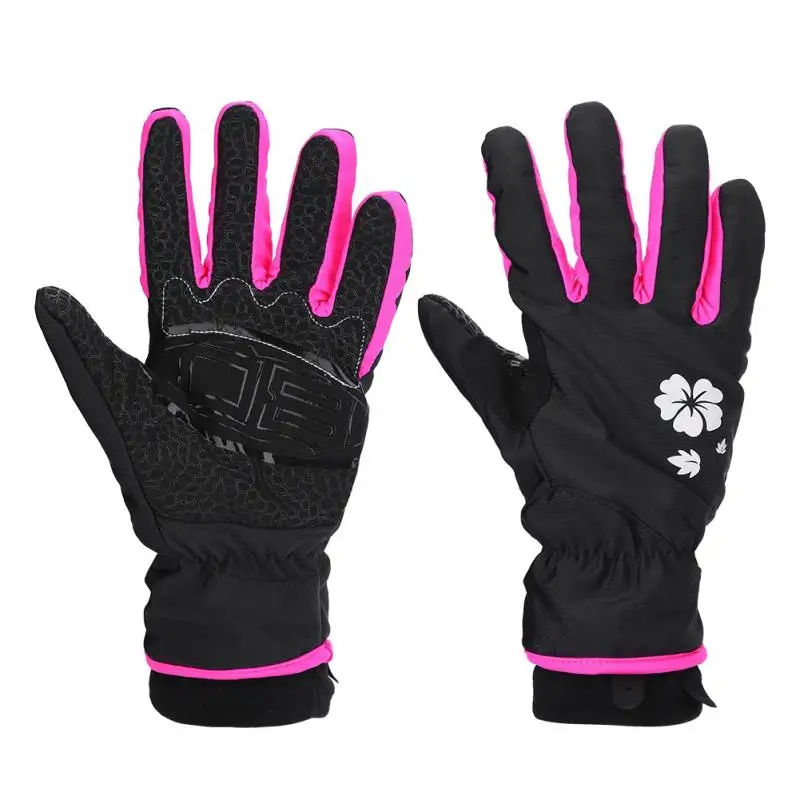 1 Pair Women Winter Skiing Gloves Velvet Windproof Warm Full Finger