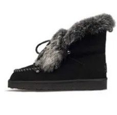Stylesowner/брендовые замшевые ботильоны; женская зимняя обувь; плюшевые зимние ботинки; женская обувь; повседневные женские зимние ботинки на меху; пушистая обувь - Цвет: Black