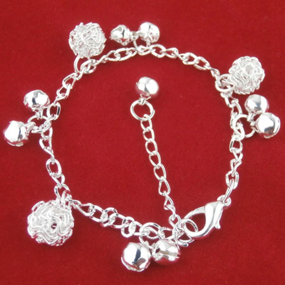 1 шт браслет Регулируемая шаровая цепочка звонок сплав посеребренный модный браслет ювелирные изделия для девушек женщин леди