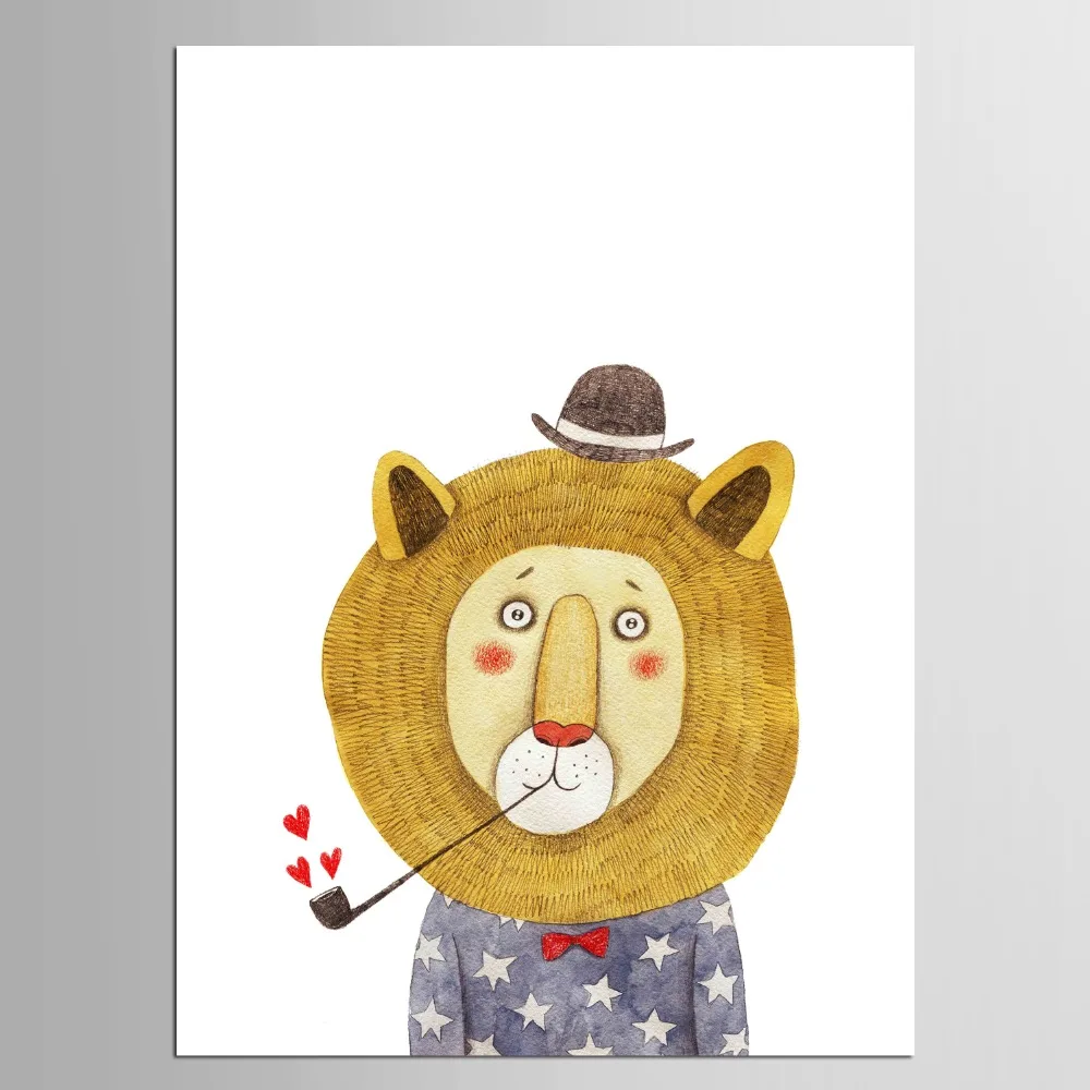 

1 Panel Cute Animation Lion Canvas Painting Nursery Wall Pictures For Children Room Home decoration painting