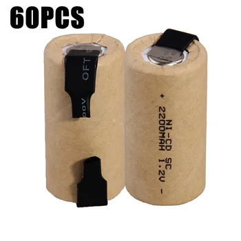 

60 pcs SC 2200mah 1.2v battery NICD rechargeable batteries for electric screwdriver electric drill 4.25cm*2.2cm for power tools